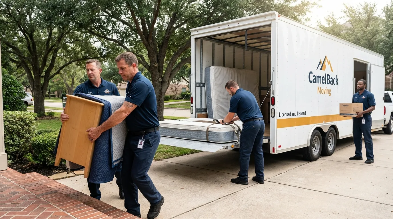 Crew loading residential truck for cross-state move from Cornersville, TN